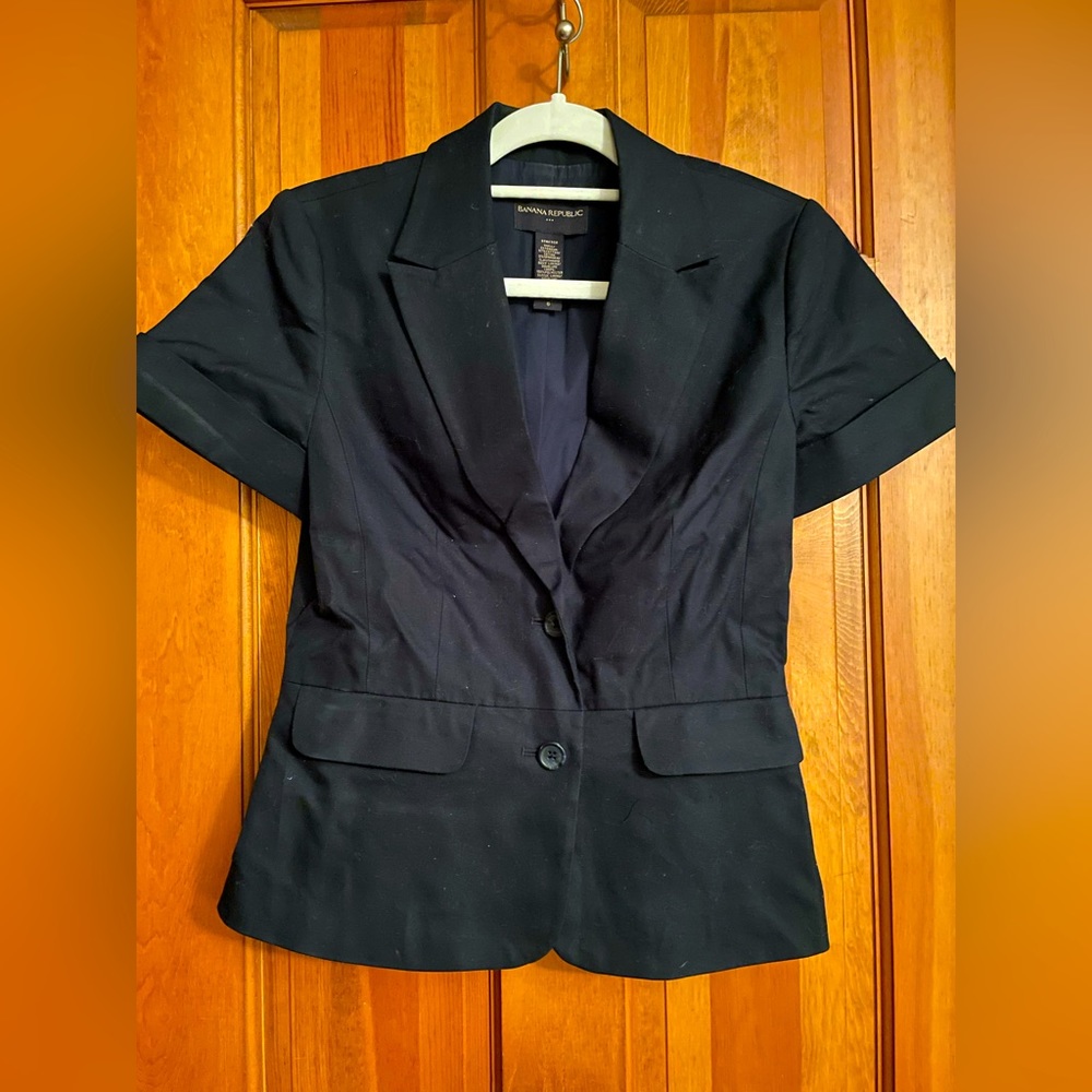 Black Short Sleeved Banana Republic Suit Jacket
